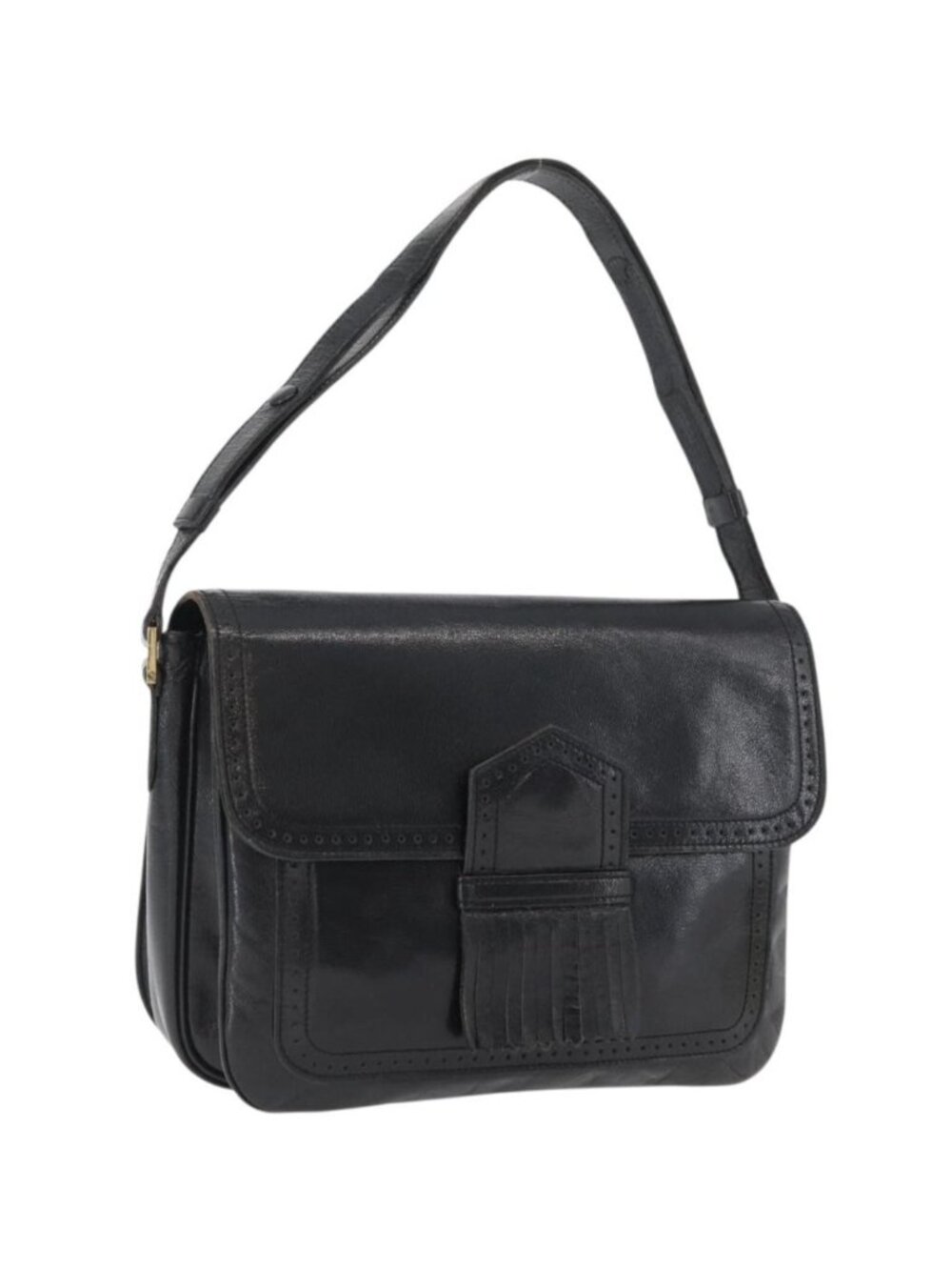 SAINT LAURENT Shoulder Bag Leather Black gold